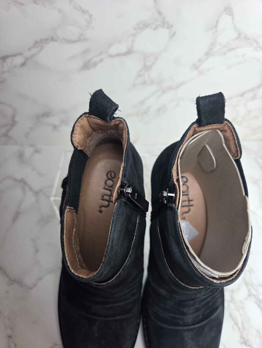 Black Suede Ankle Boots with Side Buckle(B44) - Picture 4 of 9